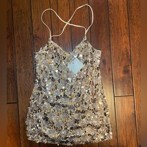 NWT Angel Biba Rose Gold Sequin Dress